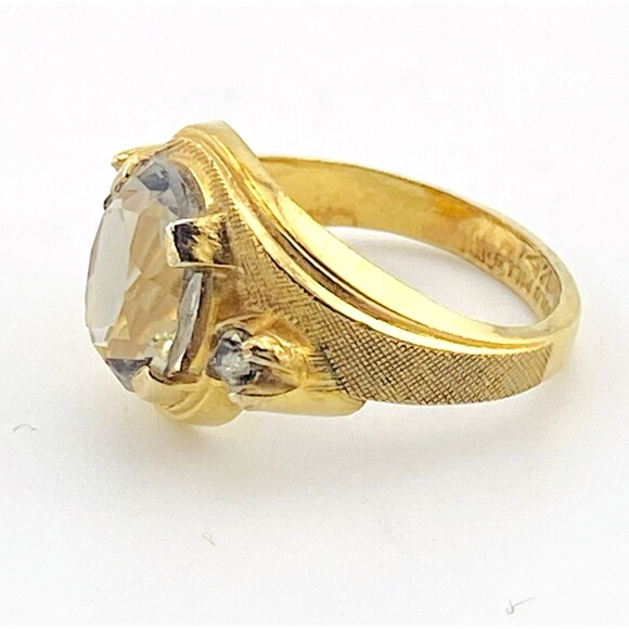 Vintage 10k Gold Filled Ring Solitaire w Accents Lavender Size 5 Signed - Picture 3 of 6